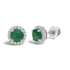 10K Gold Gemstone and 3/8 Cttw Diamond Halo Jewelry Set (Earrings, Pendant & Ring)
