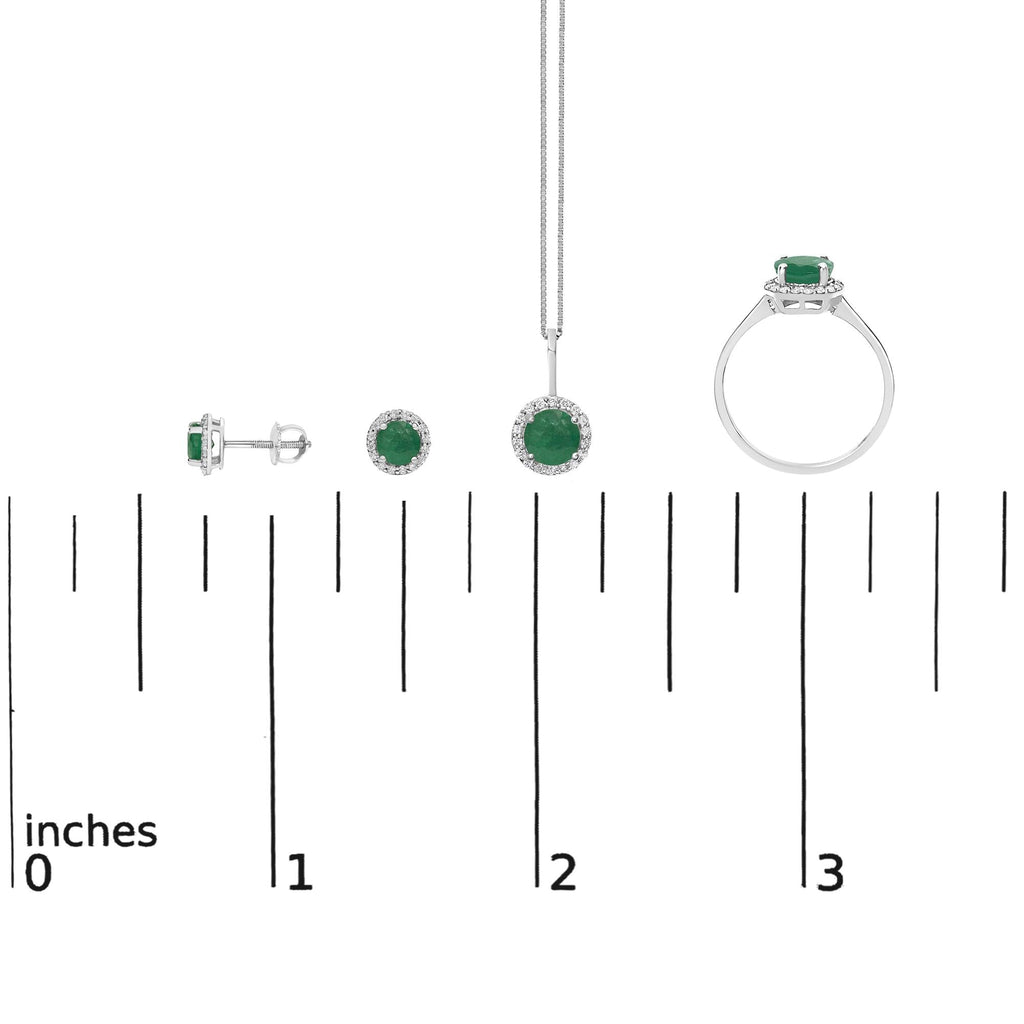 10K Gold Gemstone and 3/8 Cttw Diamond Halo Jewelry Set (Earrings, Pendant & Ring)
