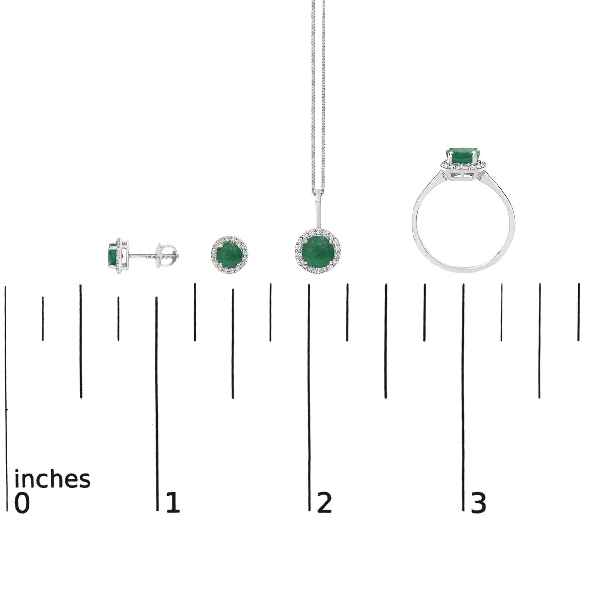 10K Gold Gemstone and 3/8 Cttw Diamond Halo Jewelry Set (Earrings, Pendant & Ring)