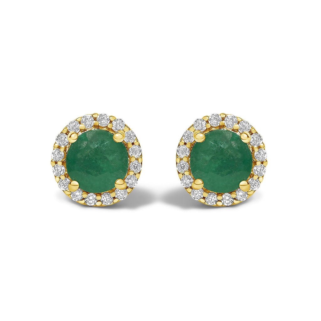 10K Gold Gemstone and 3/8 Cttw Diamond Halo Jewelry Set (Earrings, Pendant & Ring)