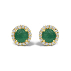 10K Gold Gemstone and 3/8 Cttw Diamond Halo Jewelry Set (Earrings, Pendant & Ring)