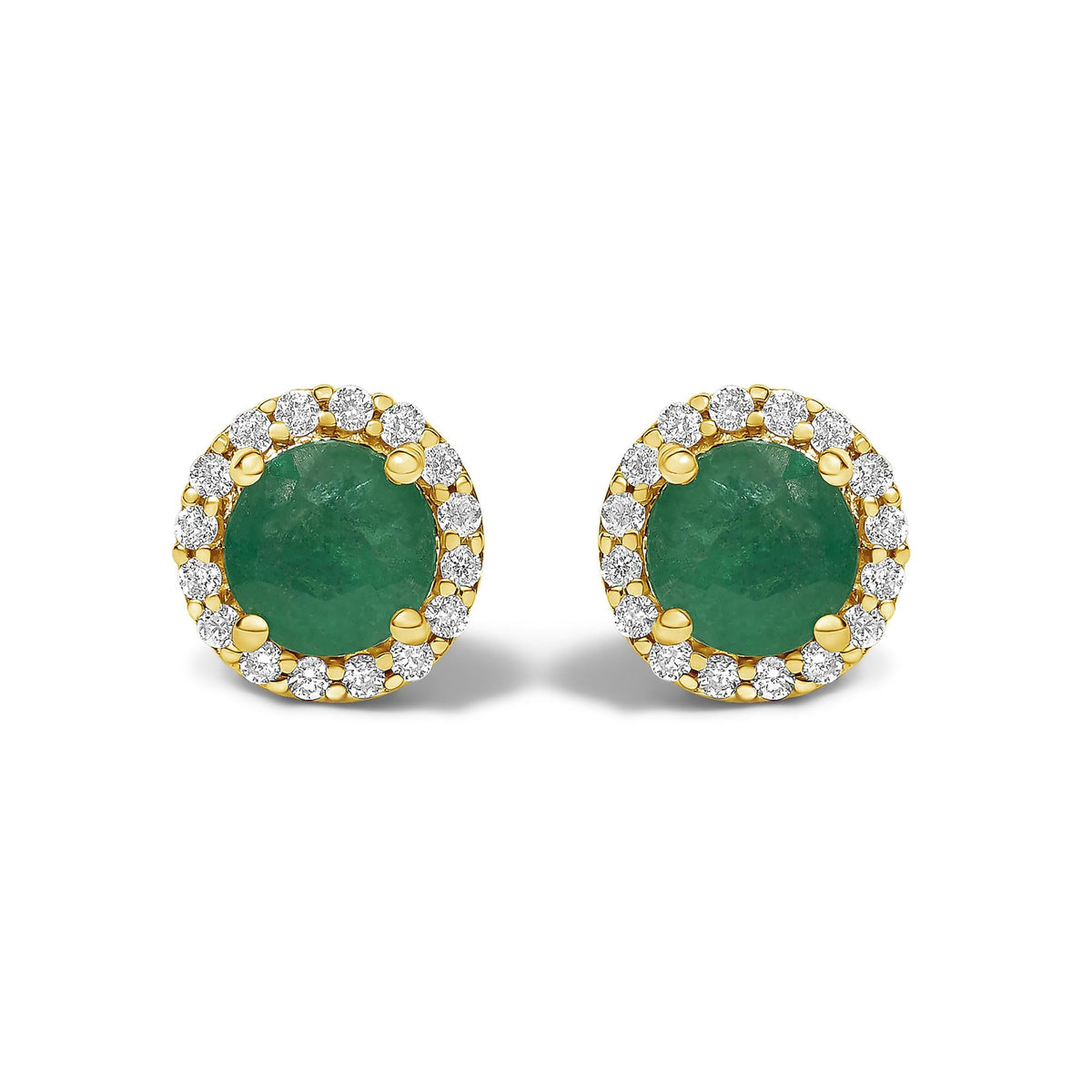 10K Gold Gemstone and 3/8 Cttw Diamond Halo Jewelry Set (Earrings, Pendant & Ring)