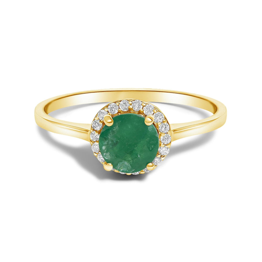 10K Gold Gemstone and 3/8 Cttw Diamond Halo Jewelry Set (Earrings, Pendant & Ring)