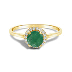 10K Gold Gemstone and 3/8 Cttw Diamond Halo Jewelry Set (Earrings, Pendant & Ring)