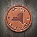 New York State Silhouette Leather Coaster