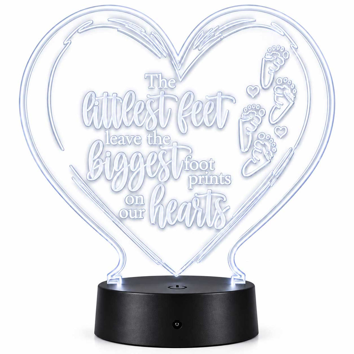 Inspirational LED Lighted Plaque | The Littlest Feet Leave the Biggest Footprints on Our Hearts | Glowing Creation