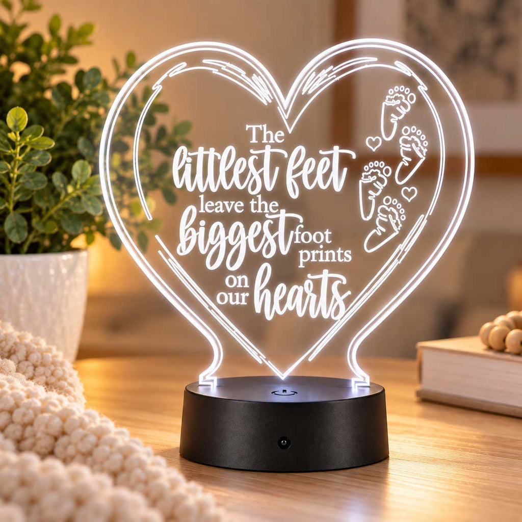Inspirational LED Lighted Plaque | The Littlest Feet Leave the Biggest Footprints on Our Hearts | Glowing Creation