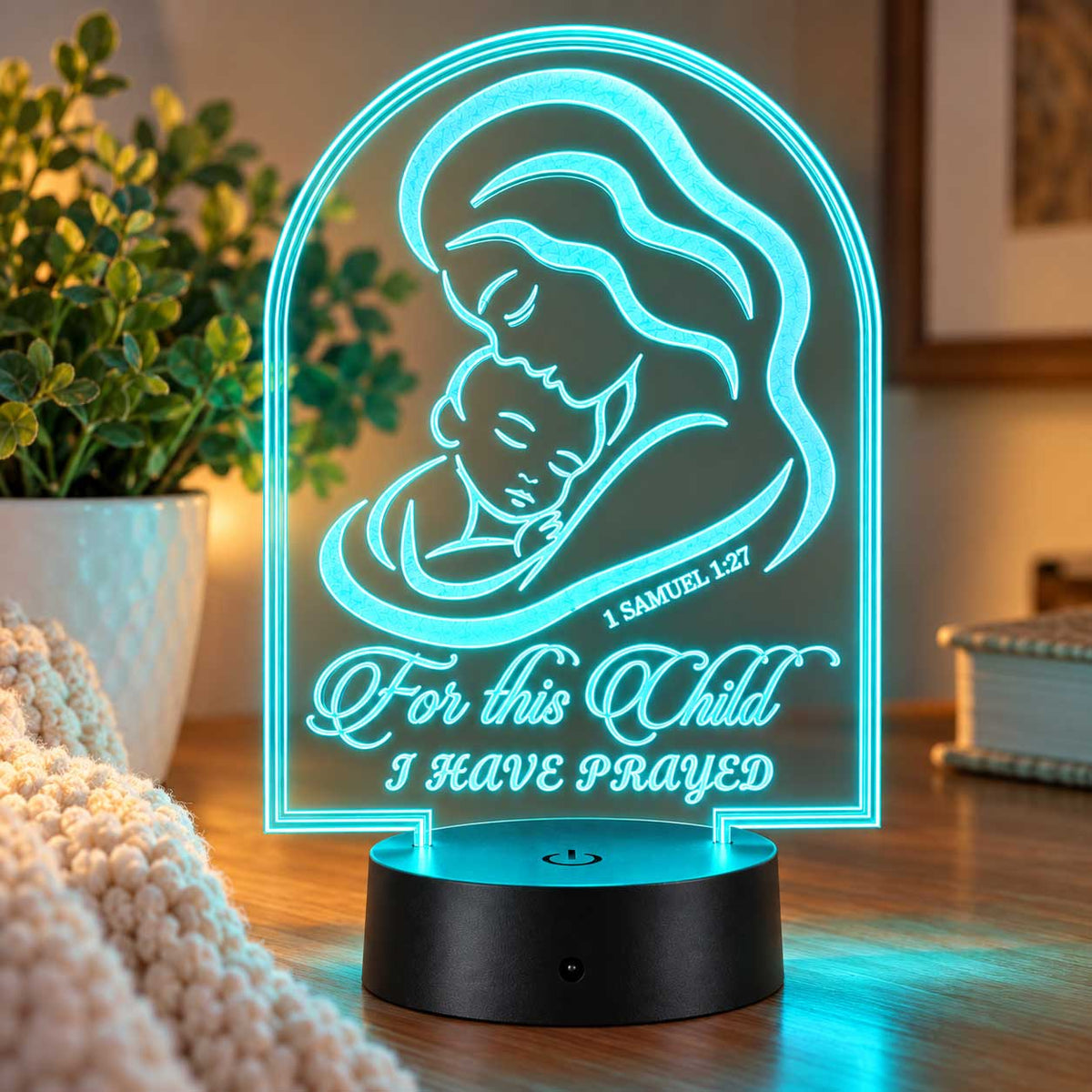 Inspirational LED Lighted Plaque | For This Child I Have Prayed | Glowing Creation