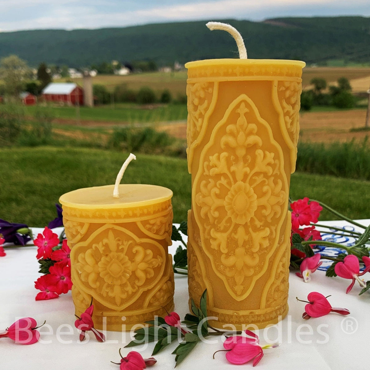 French Country Beeswax Pillar Candles
