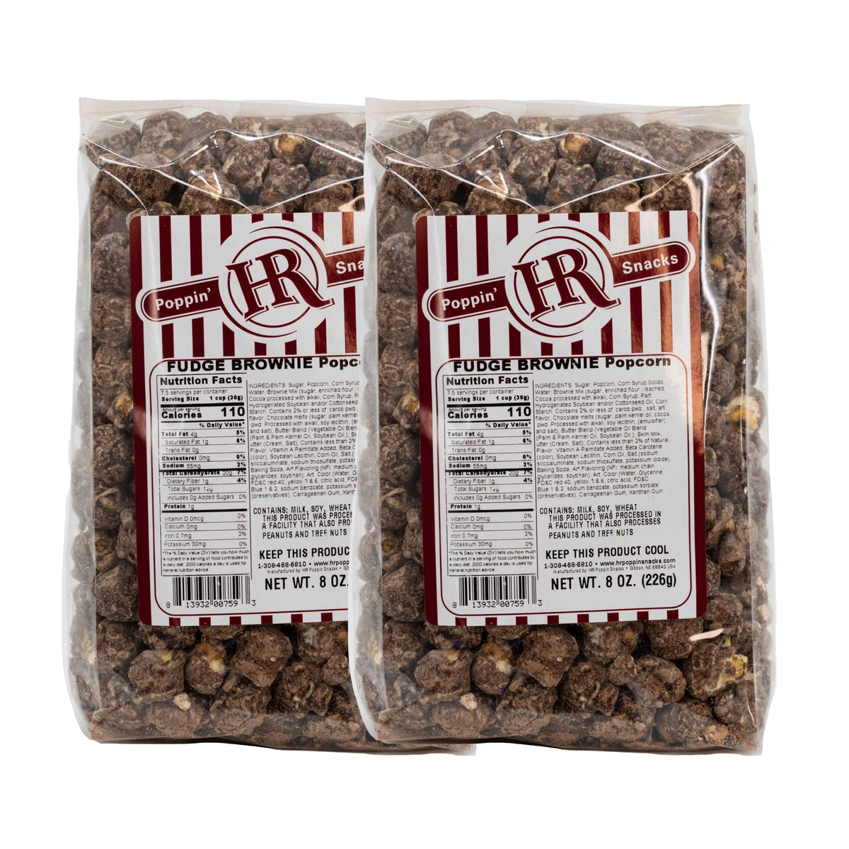 Fudge Brownie Popcorn | Pack of 2 | 8 oz | HR Poppin' Snacks