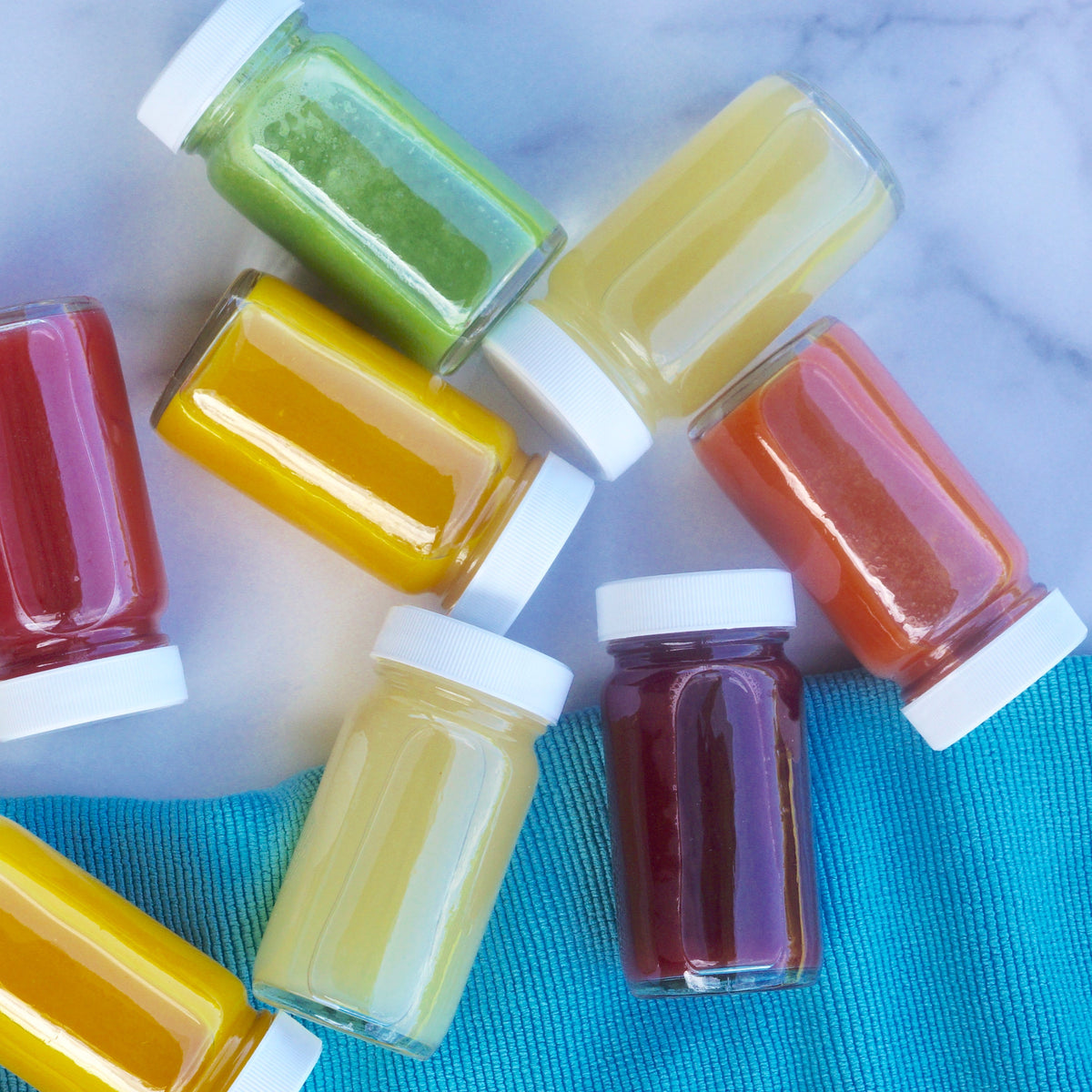 Glass Juice Shot Bottles Set