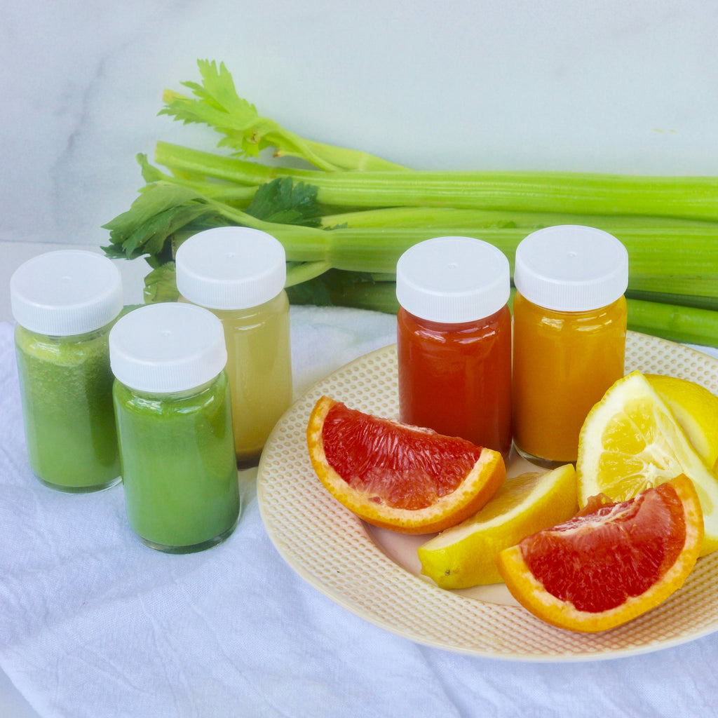 Glass Juice Shot Bottles Set