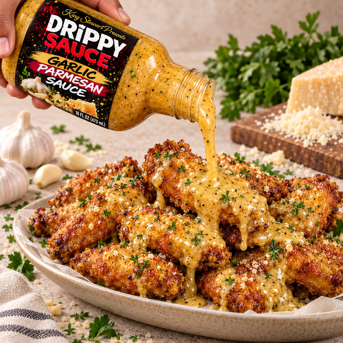 Drippy Sauce® Garlic Parmesan Sauce — 1 Bottle (16 fl oz)