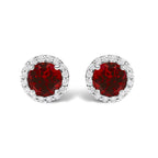 10K Gold Gemstone and 3/8 Cttw Diamond Halo Jewelry Set (Earrings, Pendant & Ring)
