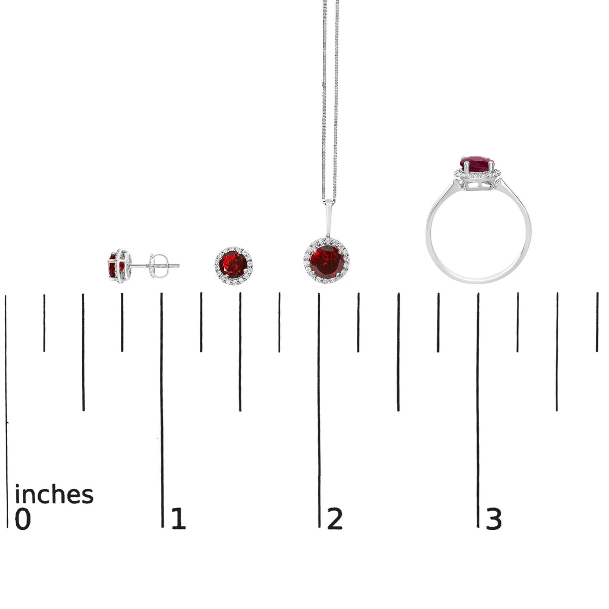 10K Gold Gemstone and 3/8 Cttw Diamond Halo Jewelry Set (Earrings, Pendant & Ring)