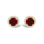 10K Gold Gemstone and 3/8 Cttw Diamond Halo Jewelry Set (Earrings, Pendant & Ring)
