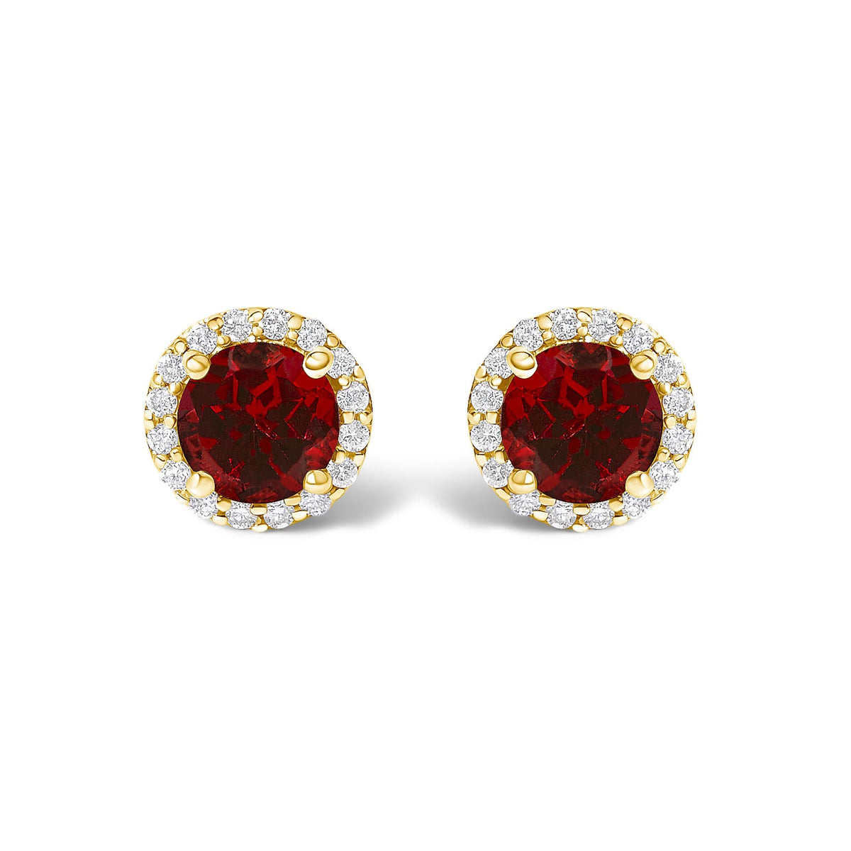 10K Gold Gemstone and 3/8 Cttw Diamond Halo Jewelry Set (Earrings, Pendant & Ring)