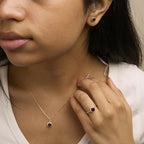 10K Gold Gemstone and 3/8 Cttw Diamond Halo Jewelry Set (Earrings, Pendant & Ring)