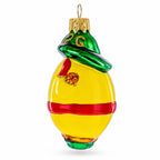 Mustached Lemon in Alpine Outfit Glass Christmas Ornament