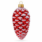 Woodland Retro Style Red Pinecone Glass Christmas Ornament