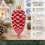 Woodland Retro Style Red Pinecone Glass Christmas Ornament