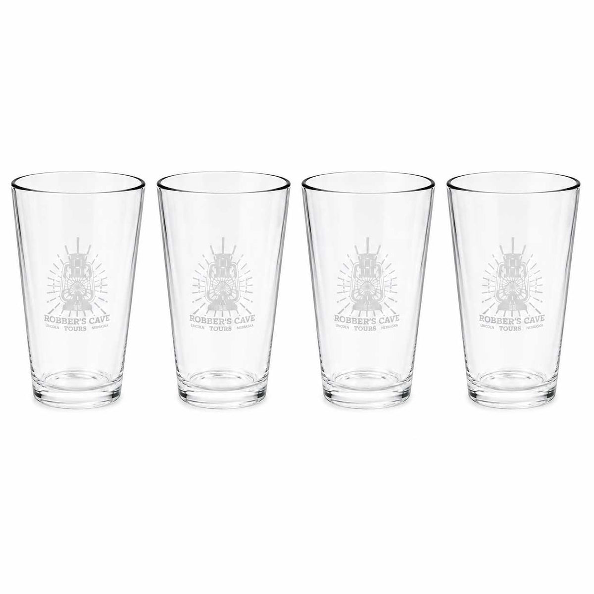 Robber's Cave Pint Glass | Pack of 4 | 16 oz | Robber's Cave