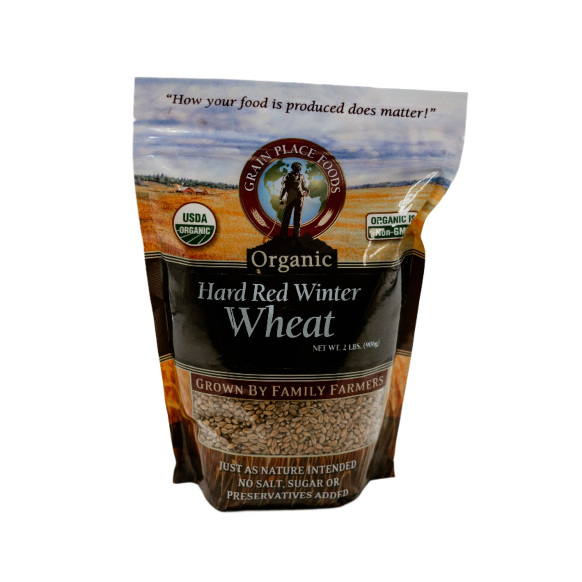 Organic Hard Red Winter Wheat | Pack of 2 | 2 lb | Non-GMO | Grain Place Foods
