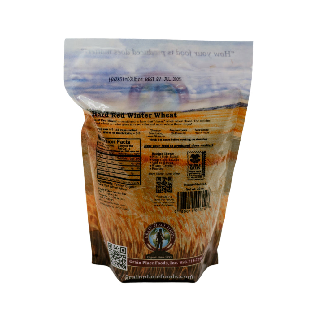 Organic Hard Red Winter Wheat | 2 lb | Pack of 6 | Non-GMO | Shipping Included | Grain Place Foods