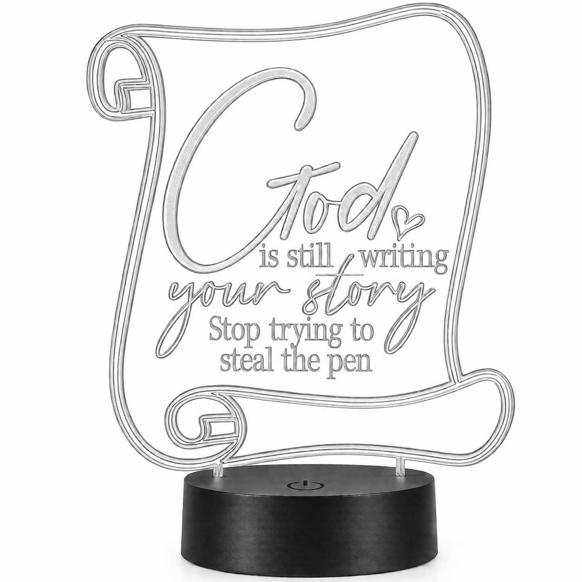 Inspirational LED Lighted Plaque | God is Still Writing Your Story. Stop Trying to Steal the Pen. | Glowing Creation