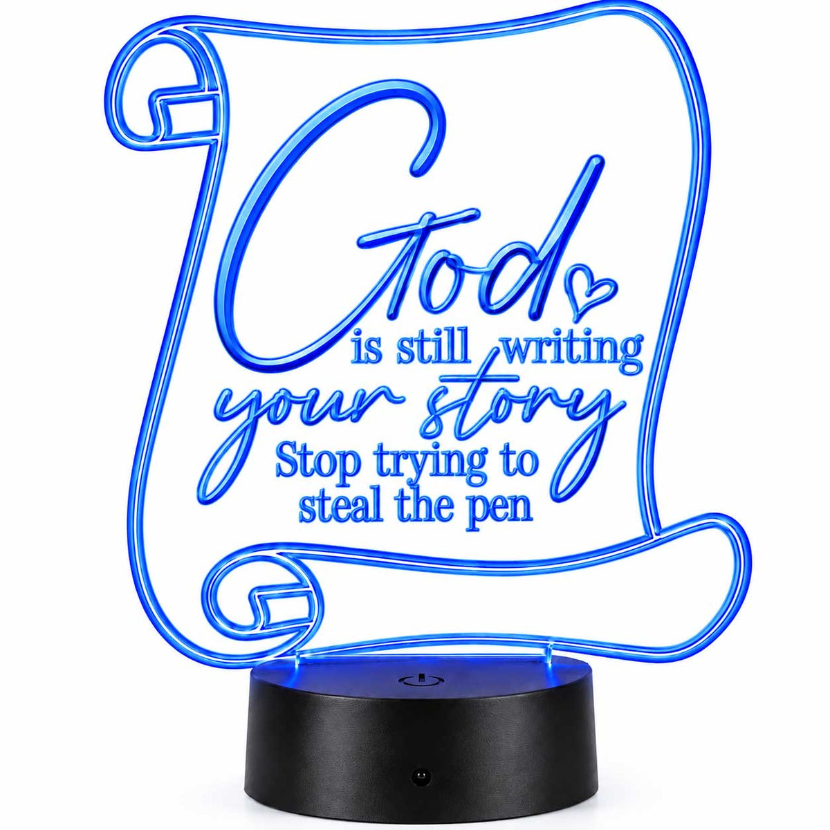 Inspirational LED Lighted Plaque | God is Still Writing Your Story. Stop Trying to Steal the Pen. | Glowing Creation
