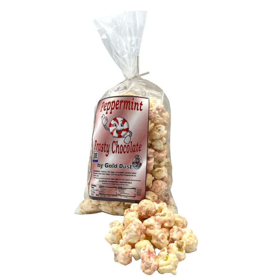 Peppermint White Chocolate Covered Kettle Corn | Pack of 3 | 5 oz | Non-GMO | Gold Dust Kettle Corn