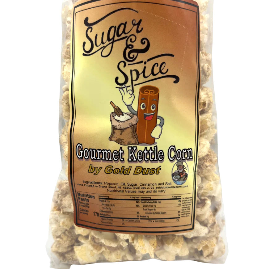 Cinnamon and Sugar Kettle Corn | Pack of 2 | 2 oz | Non-GMO | Gold Dust Kettle Corn