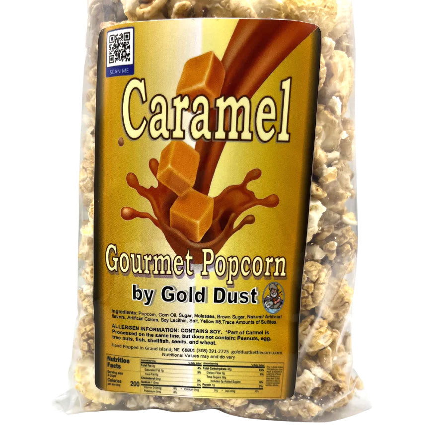 Caramel Popcorn | Pack of 4 | 3 oz | Non-GMO | Shipping Included | Gold Dust Kettle Corn