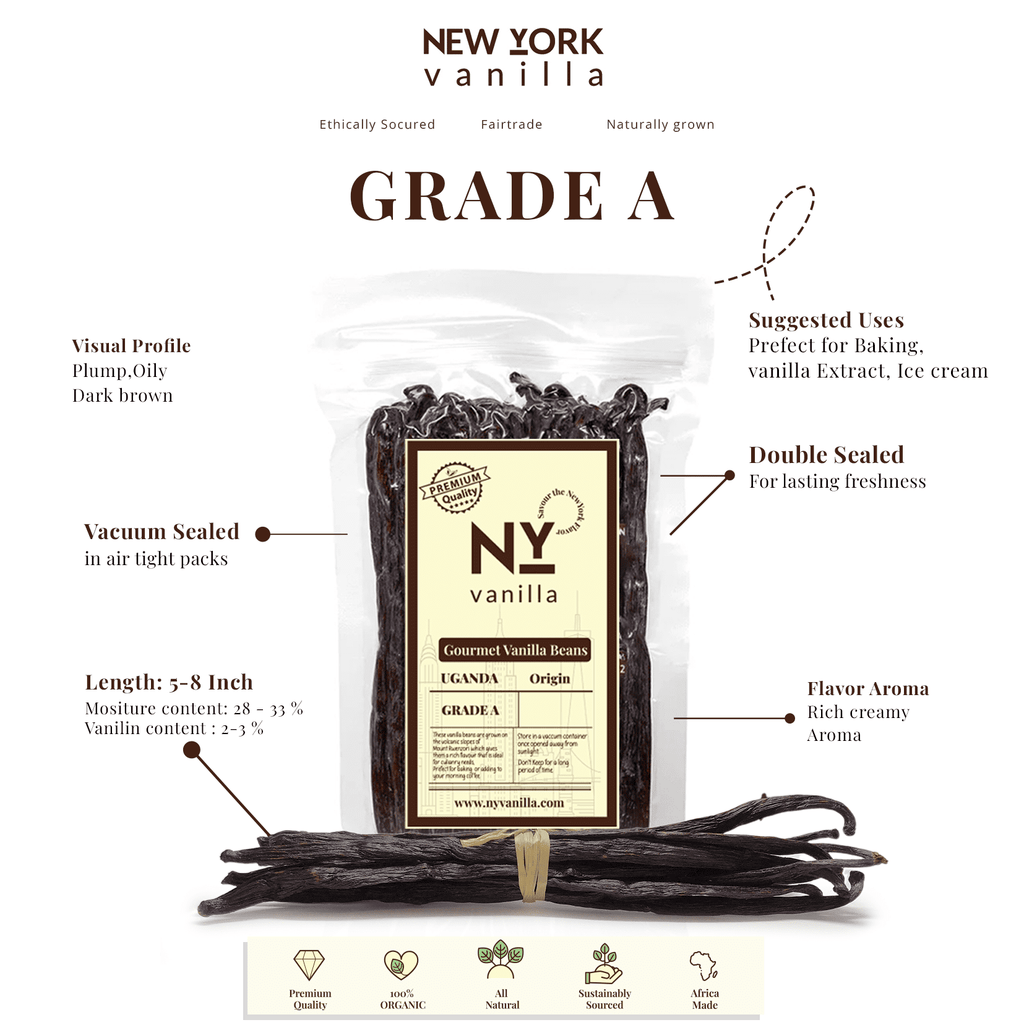 Grade A Vanilla Beans – Whole Vanilla Pods for Baking & Extract
