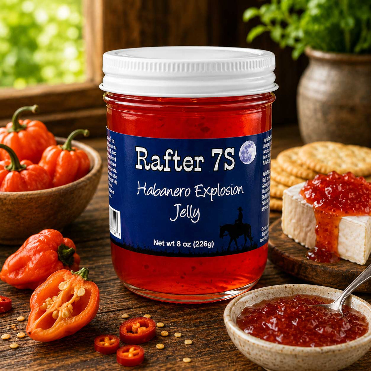 Ulitimate Habanero Jelly Bundle | 8 oz | Original, Hot, Mango-Peach, Blackberry, Cherry & Holiday | Rafter 7S