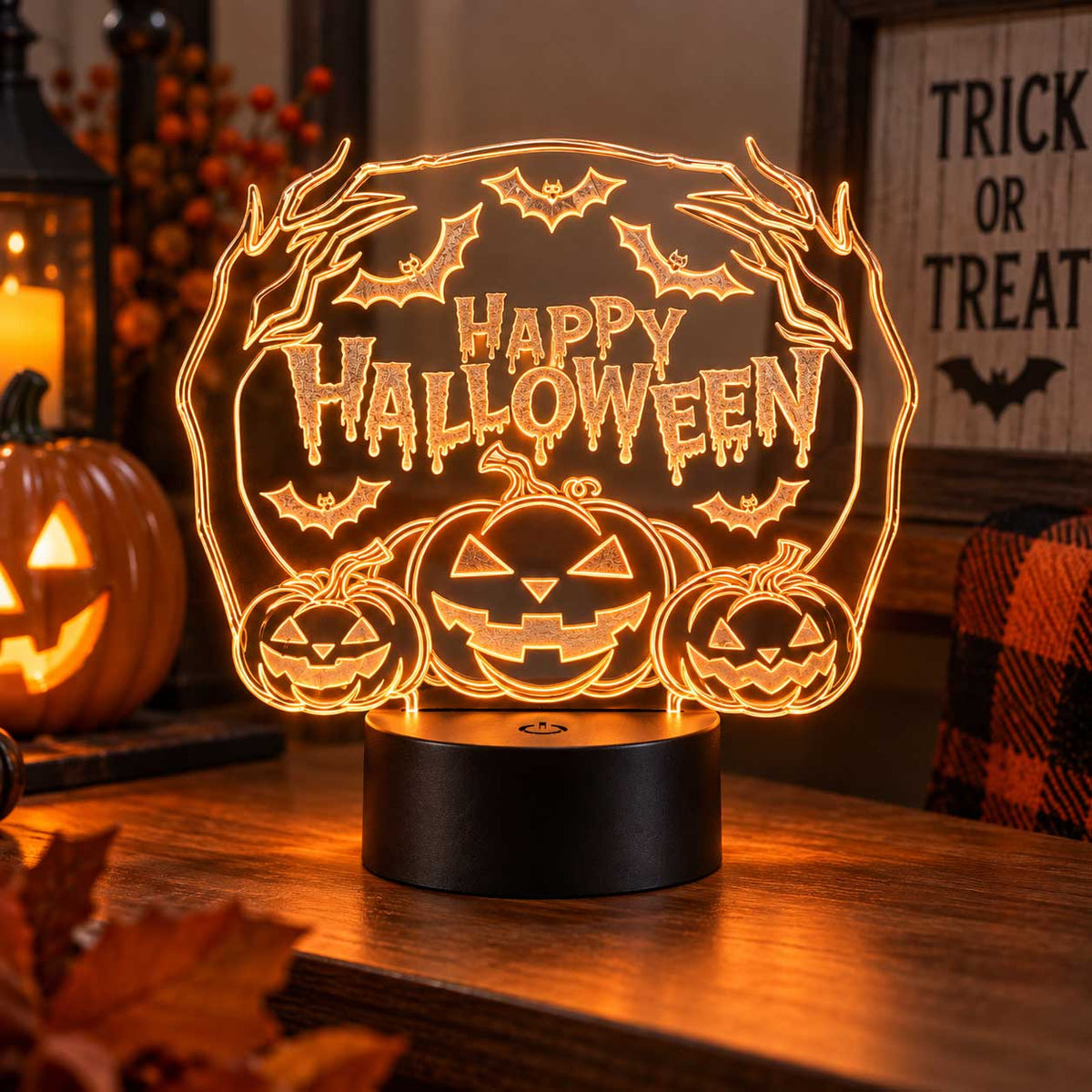 Happy Halloween LED Lighted Plaque | Glowing Creation