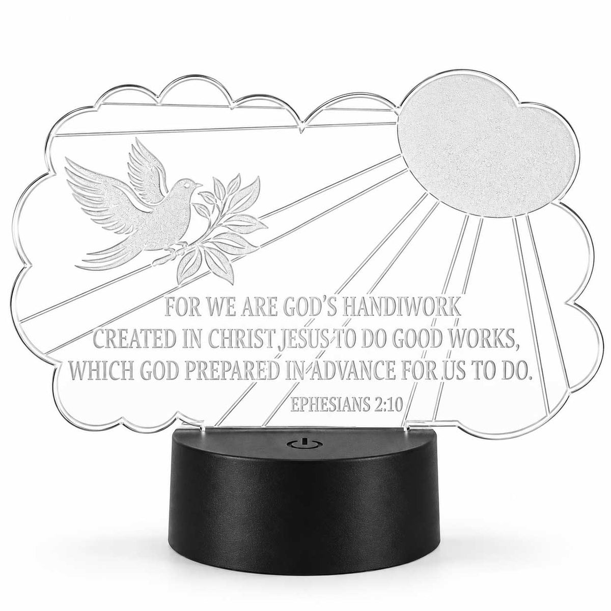 Inspirational LED Lighted Plaque | For We Are God’s Handiwork, Created in Christ Jesus to Do Good Works, Which God Prepared in Advance for Us to Do | Glowing Creation