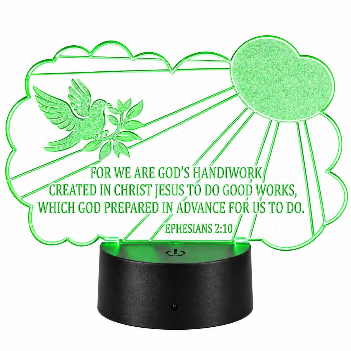 Inspirational LED Lighted Plaque | For We Are God’s Handiwork, Created in Christ Jesus to Do Good Works, Which God Prepared in Advance for Us to Do | Glowing Creation