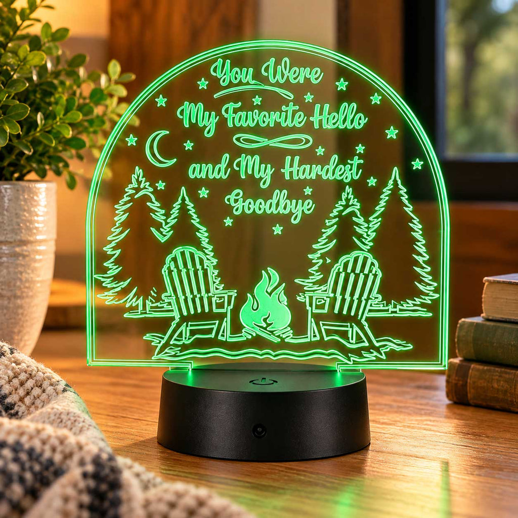 Inspirational LED Lighted Plaque | You Were My Favorite Hello and My Hardest Goodbye | Glowing Creation