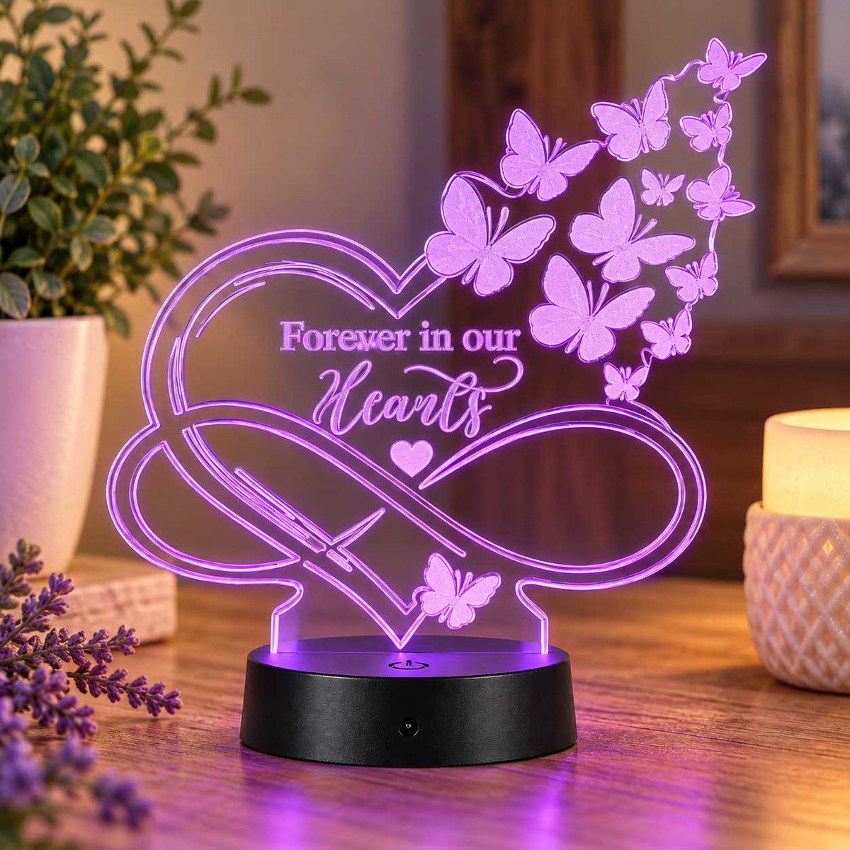 Inspirational LED Lighted Plaque | Forever in Our Hearts | Glowing Creation