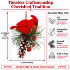 Red Cardinal On Snowy Pinecone Felt Fabric Christmas Ornament