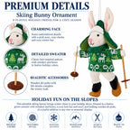 Skiing White Bunny Felt Fabric Christmas Ornament