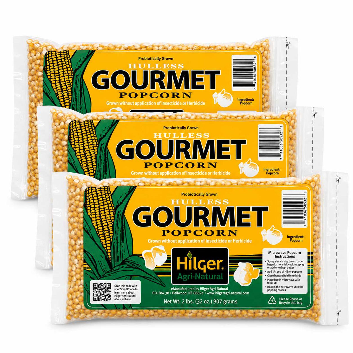 Yellow Popcorn Kernels | Pack of 3 | 2 lb | Non-GMO | Hilger's Agri-Natural