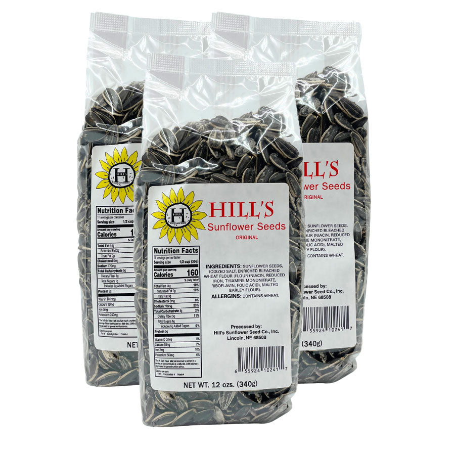 Full Salt Sunflower Seeds | Pack of 3 | 12 oz | Hill's Sunflower Seeds
