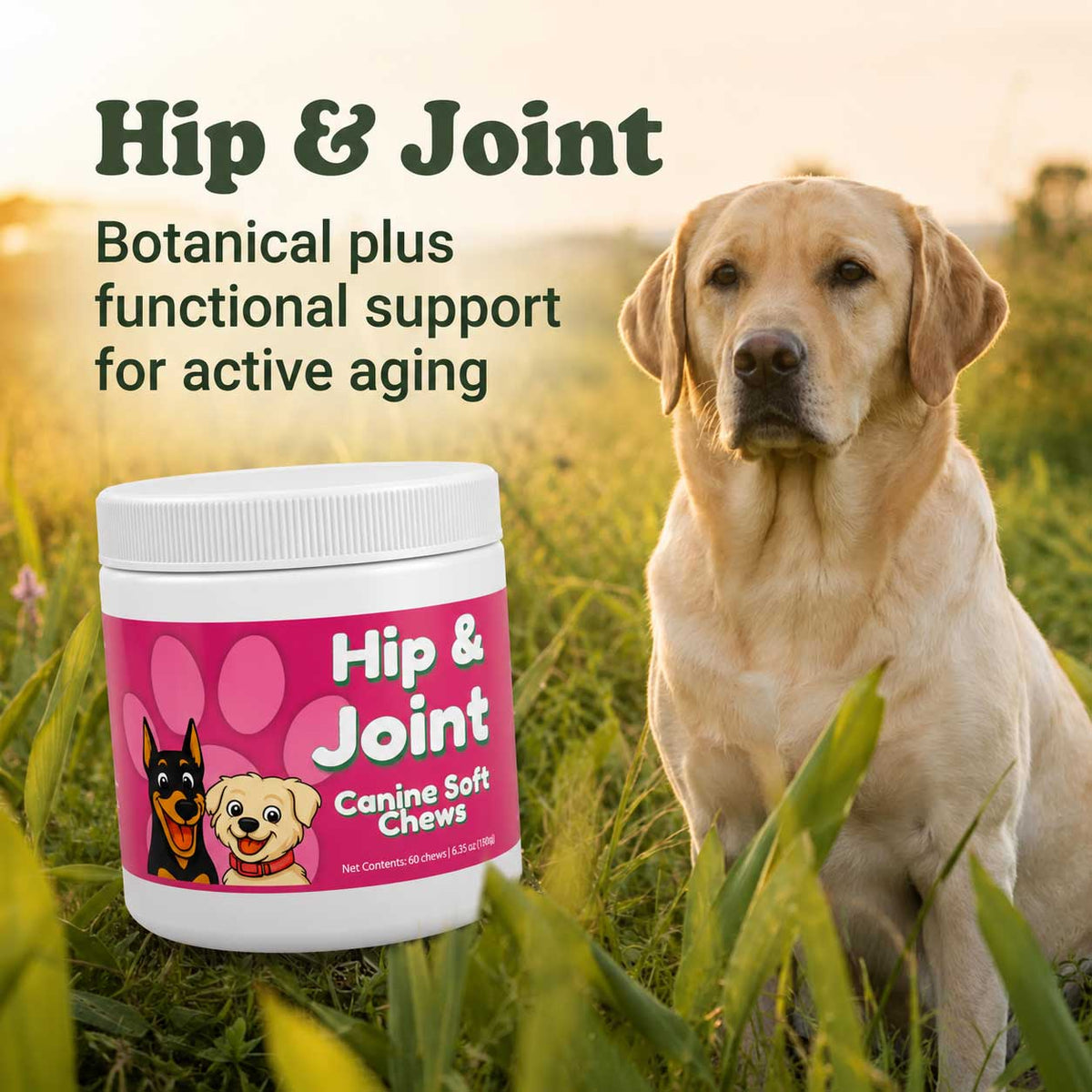 Hip & Joint Support Soft Chews for Dogs | 60 Chews - 6.35 oz | LivHerbals, Inc.
