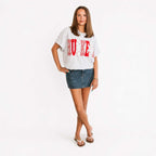 Huskers Sewn Appliqué Gray Patchwork Licensed Women's Shirt | Multiple Sizes | H.Flynn Designs