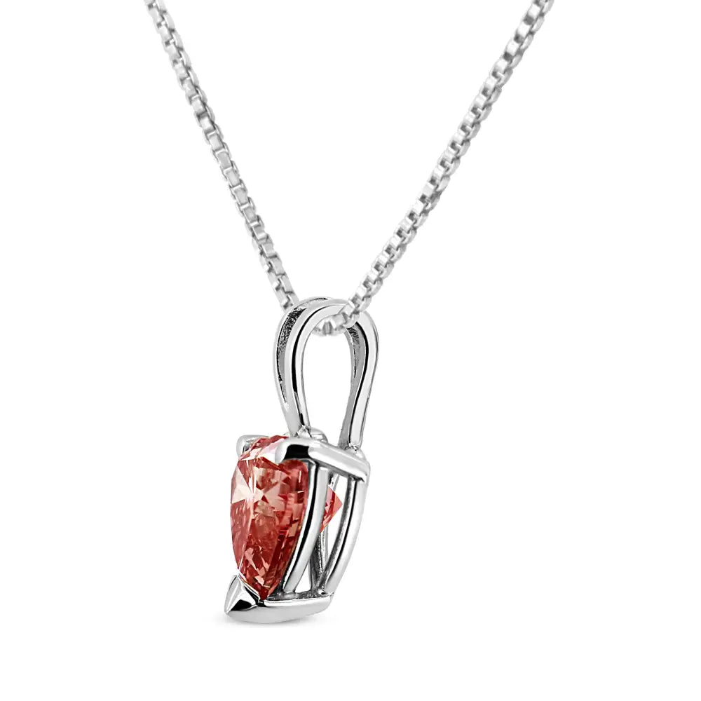 1.00 cttw pink heart igi lab grown diamond 14k white gold martini necklace bijoux-nyc direct