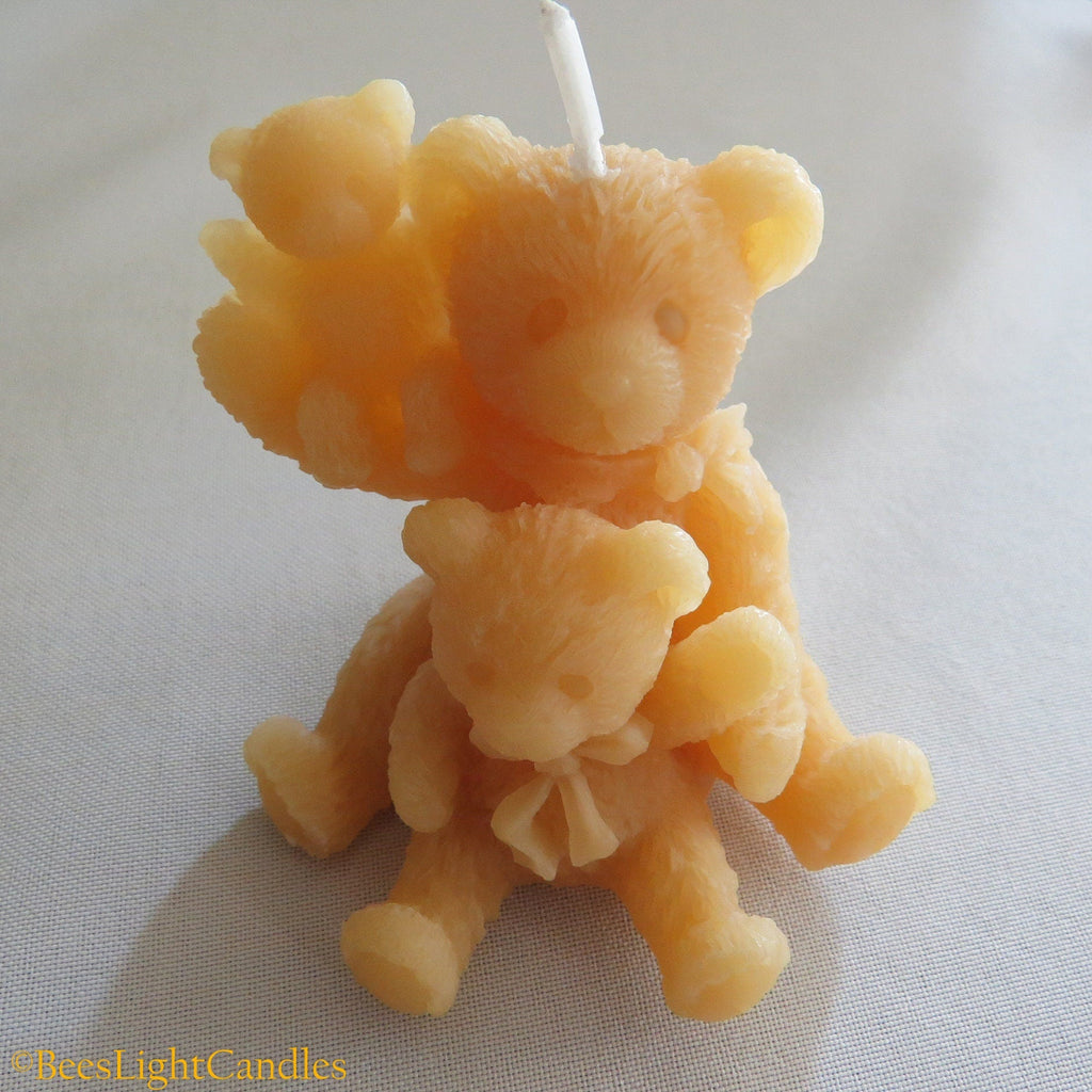 Teddy Bear Family Beeswax Candle