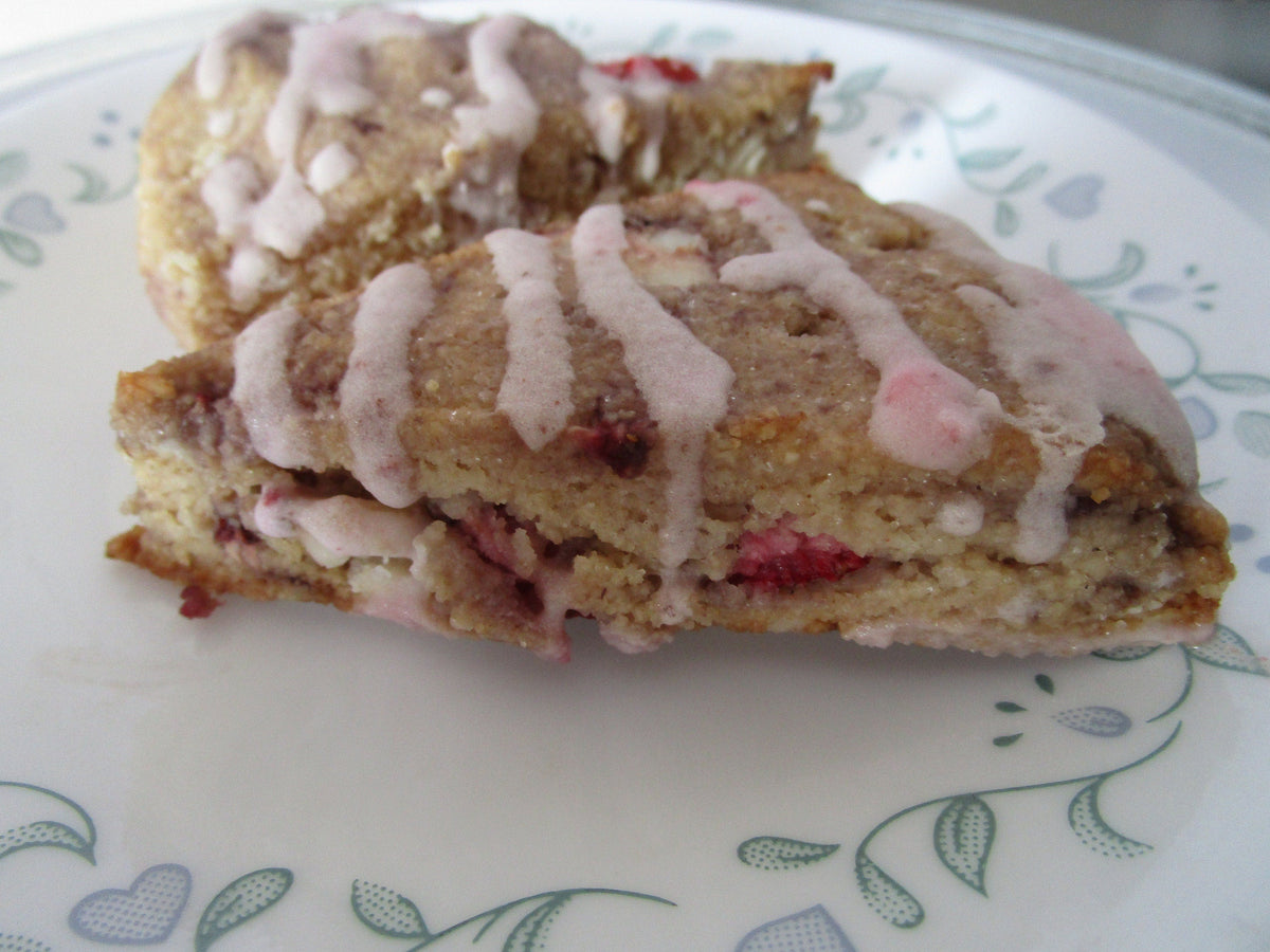 Gluten Free KETO Scones, Strawberry, Sugar Free, Dairy Free, Grain Free, Vegan, Egg Free, Low Net Carb Pastry, Summer Dessert, Fitness Gift
