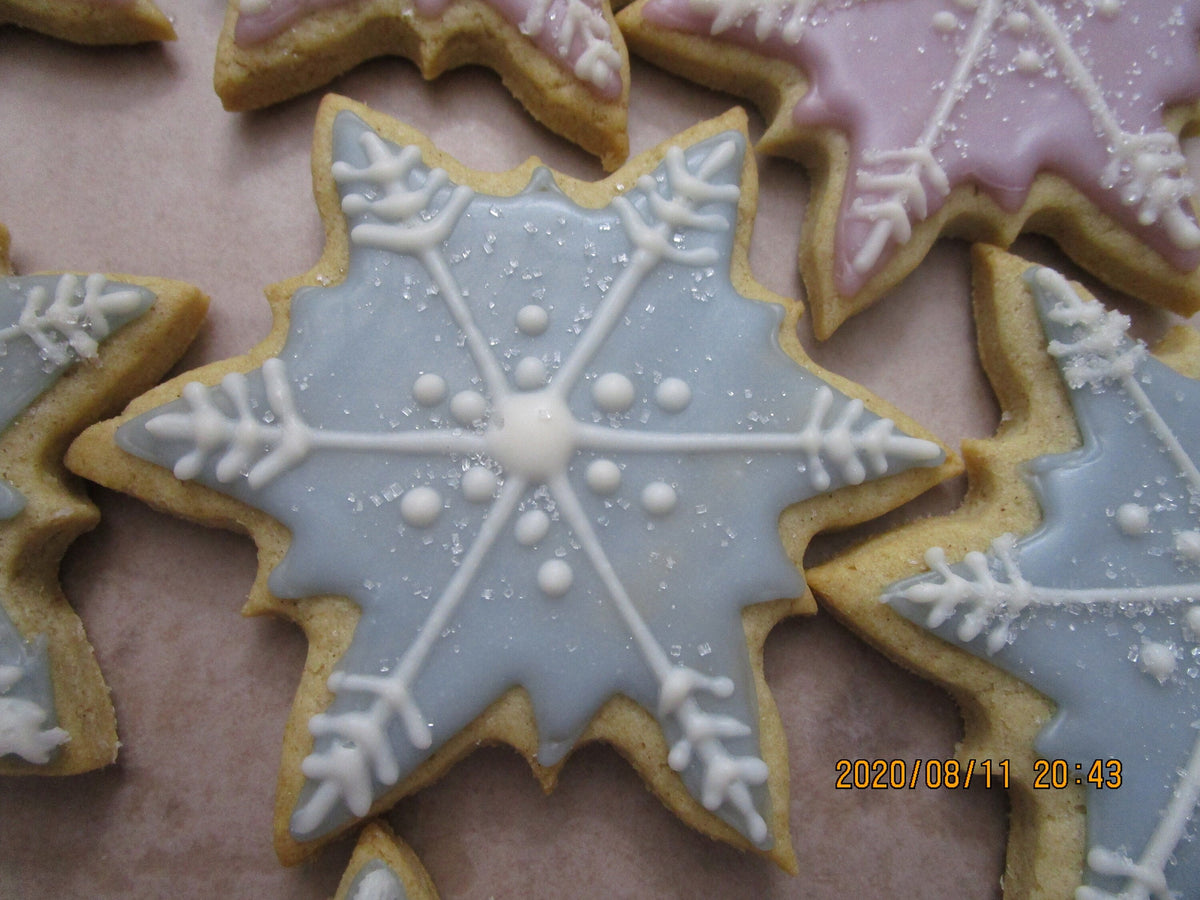 Gluten Free Iced Sugar Cookies, Snowflakes, Dairy Free, Vegan, Egg Free, Nut Free, Birthday Party, Holiday Star, Hannukah, Winter Cookies